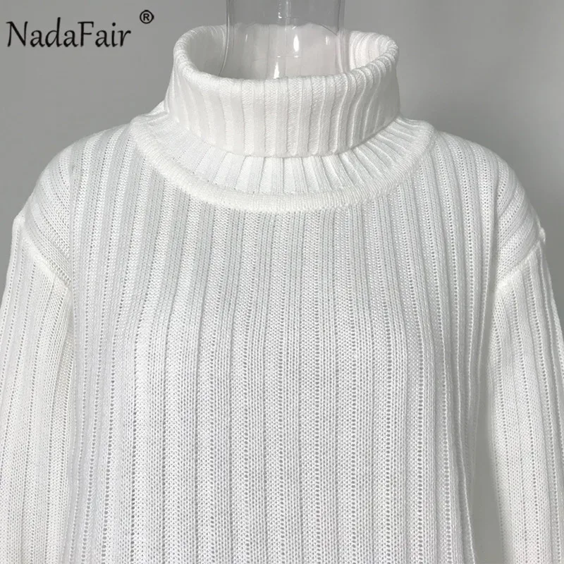 Nadafair белые платья свитера 2020 рождественское однотонное мини повседневное