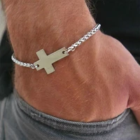 silverly cross cuff bracelet stainless steel sideways cross bracelet open cuff bangle for men unisex jewelry