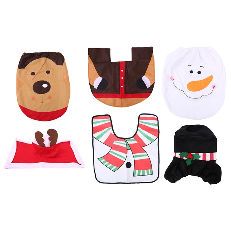 2 комплекта рождественские украшения ванная комната Санта Клаус туалет коврик