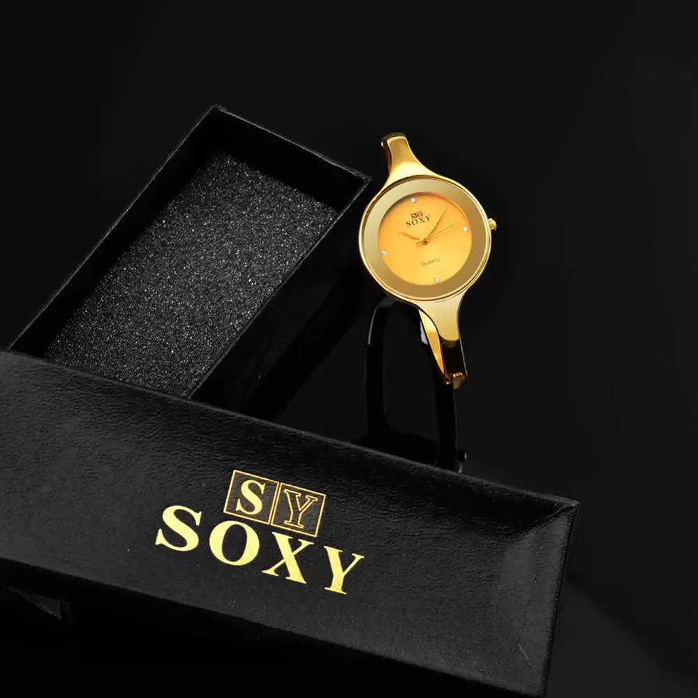 

Women Dress Watch Brand SOXY Quartz Fashion High Quality New Designer Stainless Steel Luxury Round Dial Wristwatches relogios