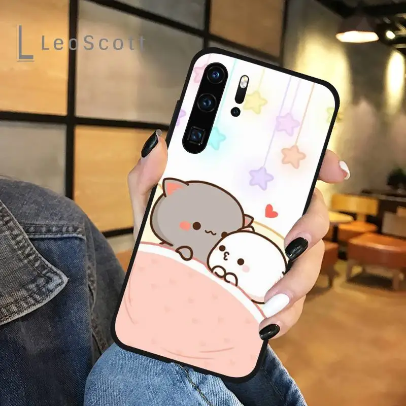 

Jemy Peach Cat Cartoon love cute Phone Case For Huawei honor Mate P 9 10 20 30 40 Pro 10i 7 8 a x Lite nova 5t