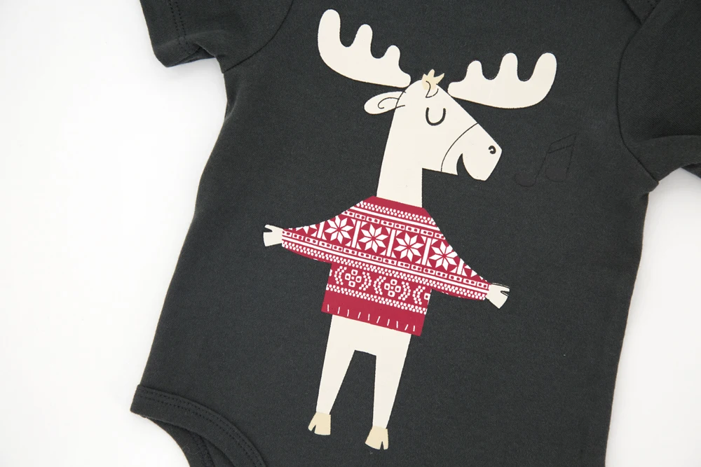 Kavkas/Одежда для маленьких мальчиков Принт лося Рождественская Одежда