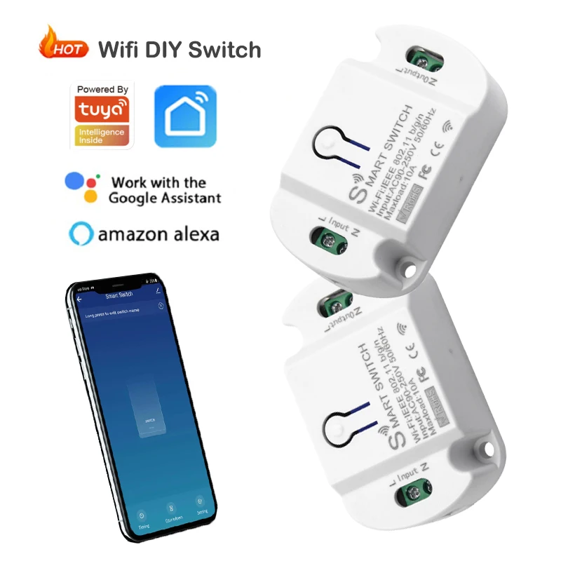 

Wifi DIY Switch for Tuya Smart life App Timer Energy-Saving Remote Automation Voice control Work with Alexa Google Home