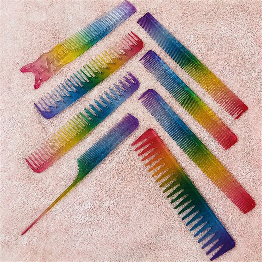 Ручная Антистатическая пластиковая расческа Радужная оборудование для
