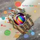 Женские кожаные браслеты Earth Moon, ювелирные украшения ручной работы в стиле солнечной системы, планеты, Вселенная, солнце, Юпитер, стимпанк