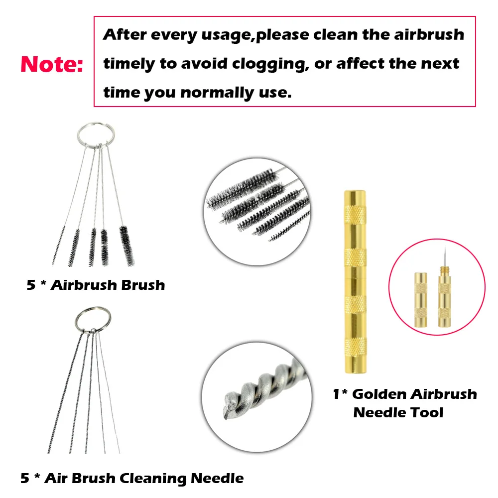 

Dual-action Airbrush Paint Spray Gun Makeup Air Brush Sprayer Paint Kit Set Tattoo Body Art DIY Craft Tool 0.2mm/0.3mm/0.5mm 7cc