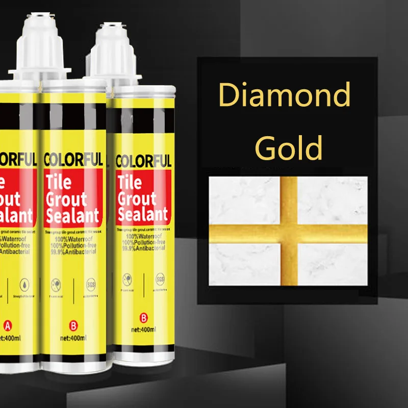 Diamond gold 1 шт 400 мл 24 цвета двухкомпонентная керамическая Гибкая эпоксидная плитка затирка для наполнения швов и стыков - Цвет: Diamond gold
