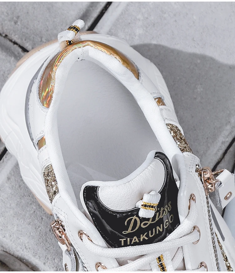 LMCAVASUN/блестящие женские кроссовки; модные zapatillas mujer; Повседневная дышащая обувь из натуральной кожи; женские кроссовки на массивном каблуке; chaussure