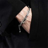 xiaoboacc titanium steel stitching double layer bracelet korean fashion simple men and women 2021 trendy hip hop hand jewelry