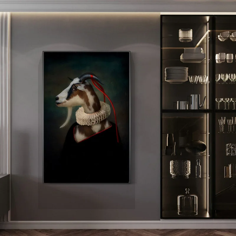 

Earl of the Goat Classical Canvas Paintings On the Wall Art Posters And Prints Mr. Goat In a Suit Canvas Picture Home Wall Decor
