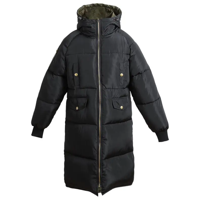 

2020 Autumn and Winter Women's Parka Coat Warm and Thick Long Down Cotton Coat Women Classic Loose Oversized Hooded Jacket