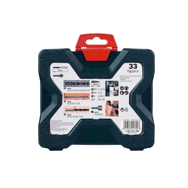 

Bosch 33Pcs Metal Twist Drill Bit Round Handle Masonry Drill Bit Woodworking Drill Bit Screwdriver Head Mixed Set For Power Tool