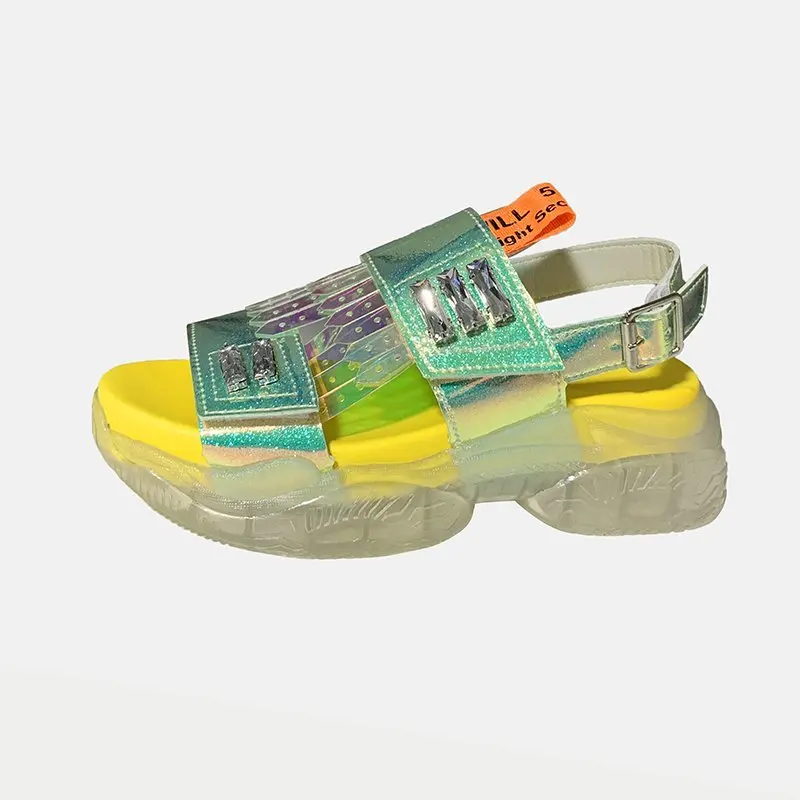 

Women Summer New Fashion Women's Sandals 2021 Platform Wedges Sandals Women Transparent Sole Crystals Jelly Shoes Women Shoe