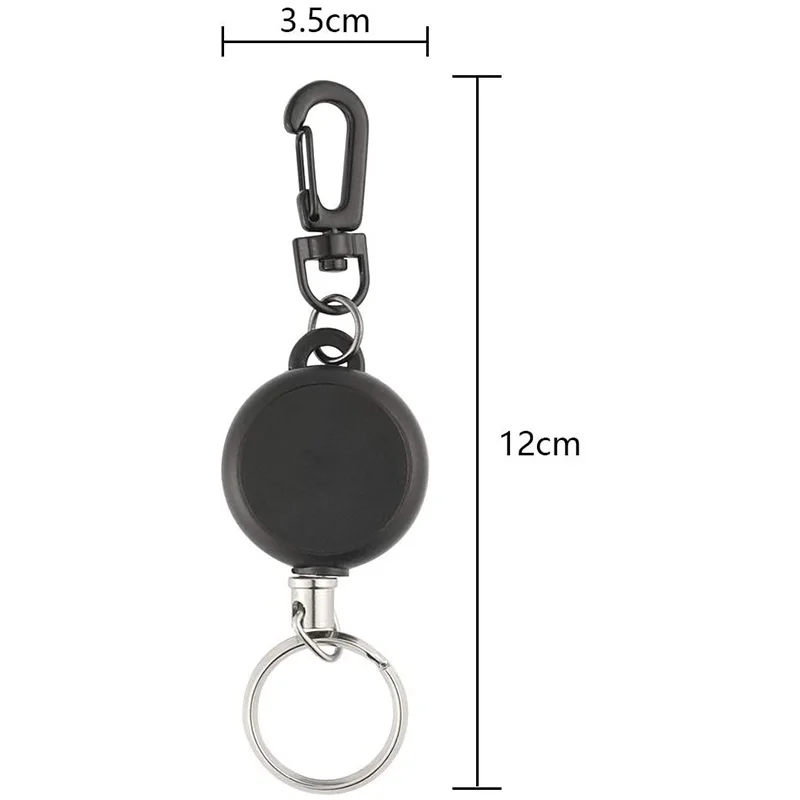10 Pcs Retractable Key Chain Badge Reel Clips Ring with Steel Wire Rope Black | Спорт и развлечения