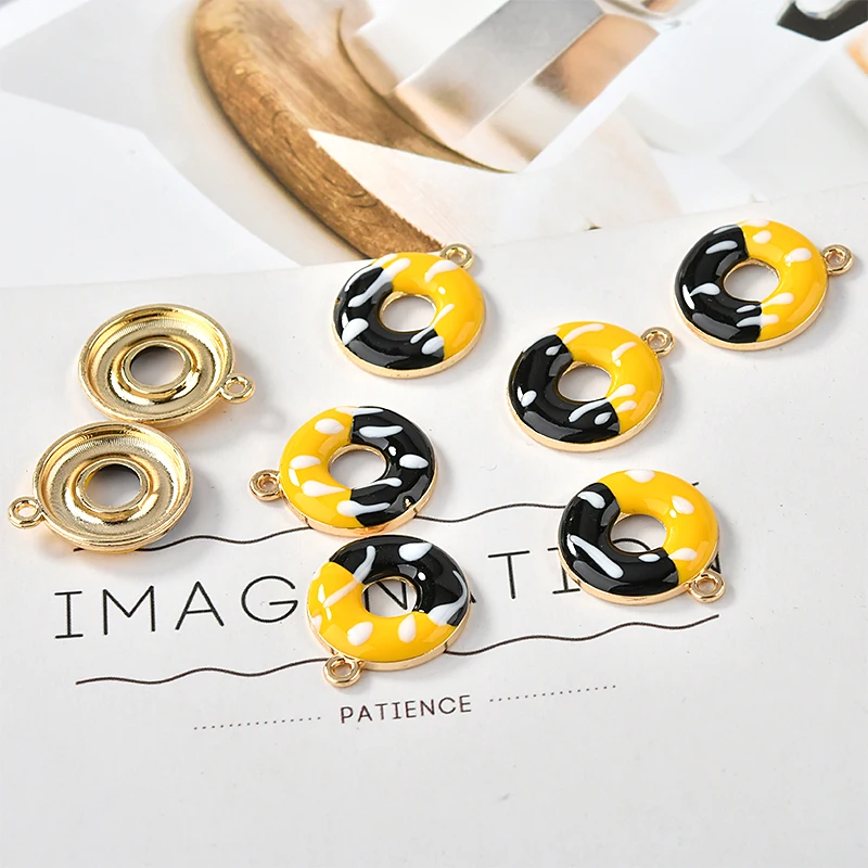 10 шт./упак. пиццы в виде мороженого и Пончики торт Эмаль Подвески Металлические