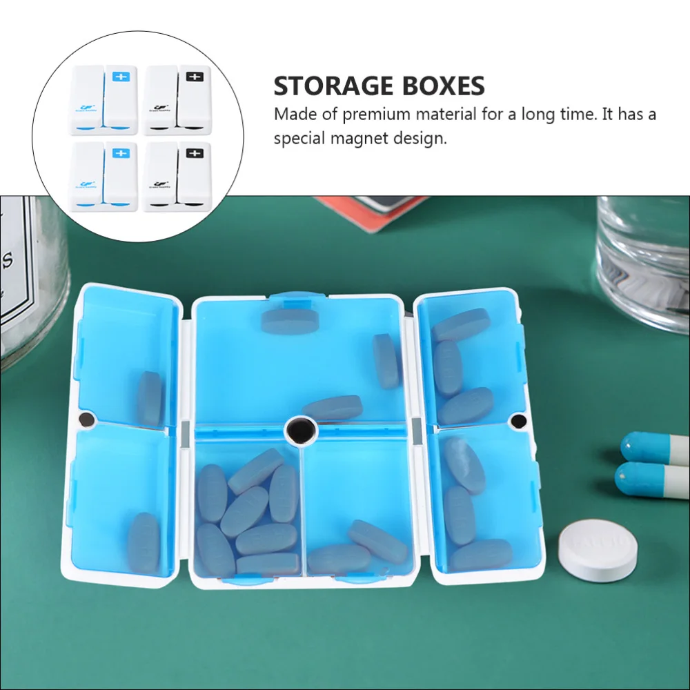 

4pcs Foldable Medicine Case Practical Travel Storage Container Storage Box