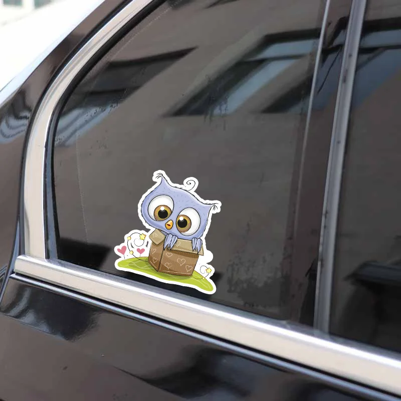 Aliauto милые наклейки для автомобиля Веселая Сова прячется в коробке аксессуары