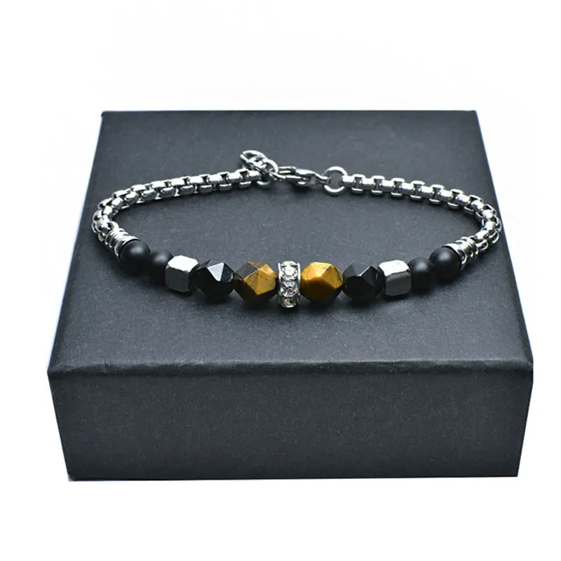 Модный регулируемый браслет из бусин мужской нержавеющей стали для мужчин