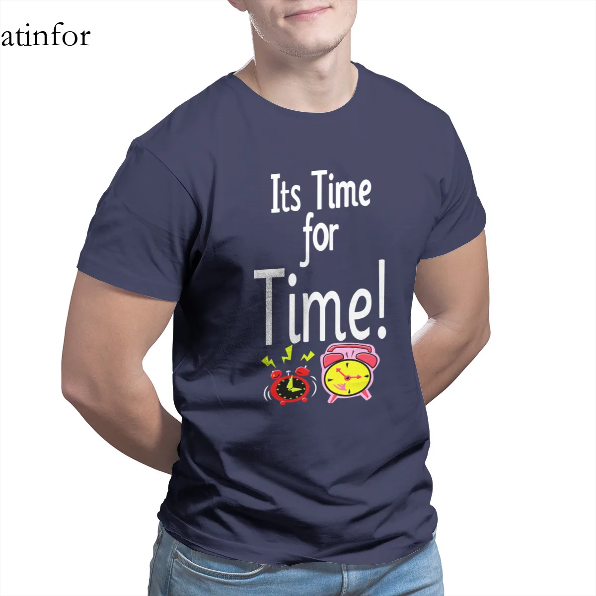 

time for time 100% Cotton Fashion Funny Kawaii Round Collar Plus Size Clothing 17784