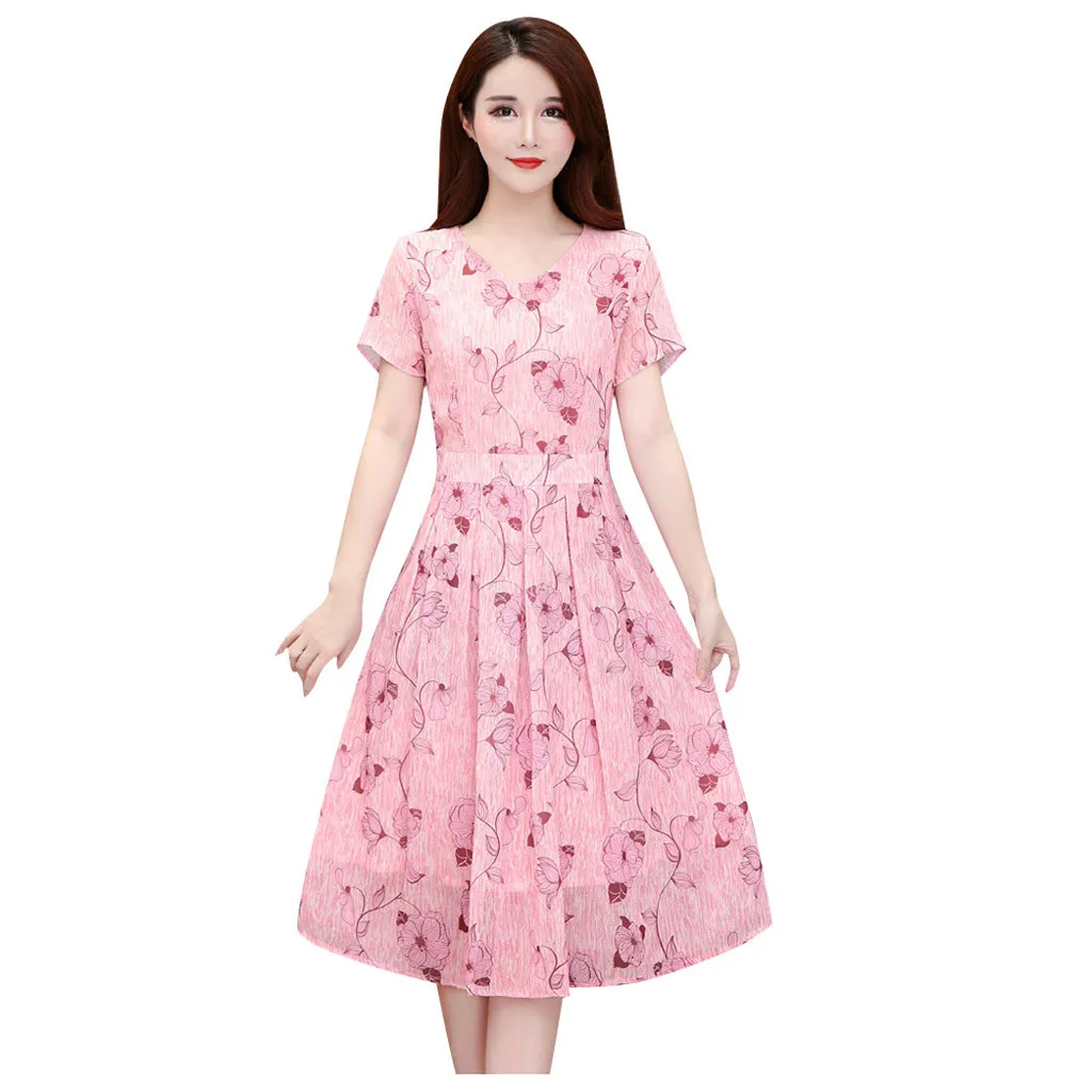 Модное платье для женщин Повседневное с цветочным принтом и v образным вырезом