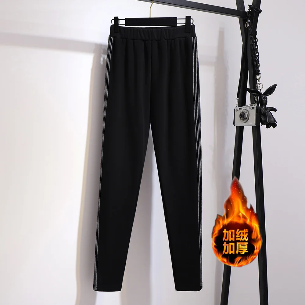 Брюки-карандаш женские осенне-зимние плотные бархатные шерстяные большие