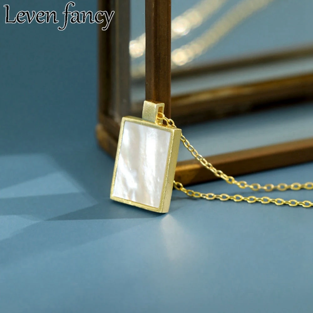 

Ожерелье из стерлингового серебра 925 пробы, квадратный кулон с блоком, Женское Ожерелье из 18-каратного золота, геометрические ювелирные украшения, 925