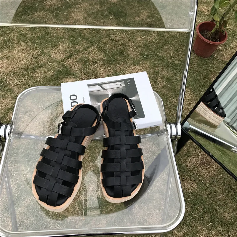 

2021 Sandals Muffins shoe Female Shoe Clear Heels Med New Flat Girls Low Retro Comfort Summer Beige Handmade Clogs Without Close