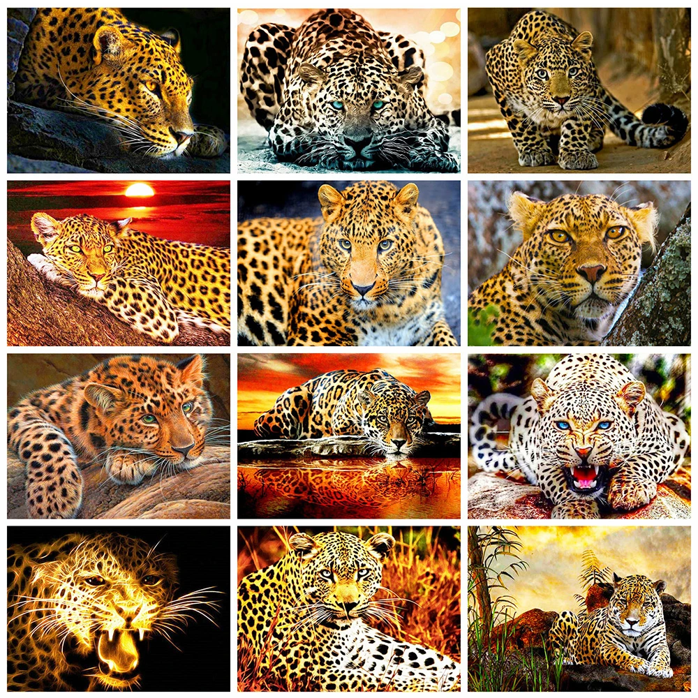 

Evershine 5D Diamond Painting Leopard Cross Stitch Kit Diamond Embroidery Sale Animal Picture Of Rhinestones Home Decor Art