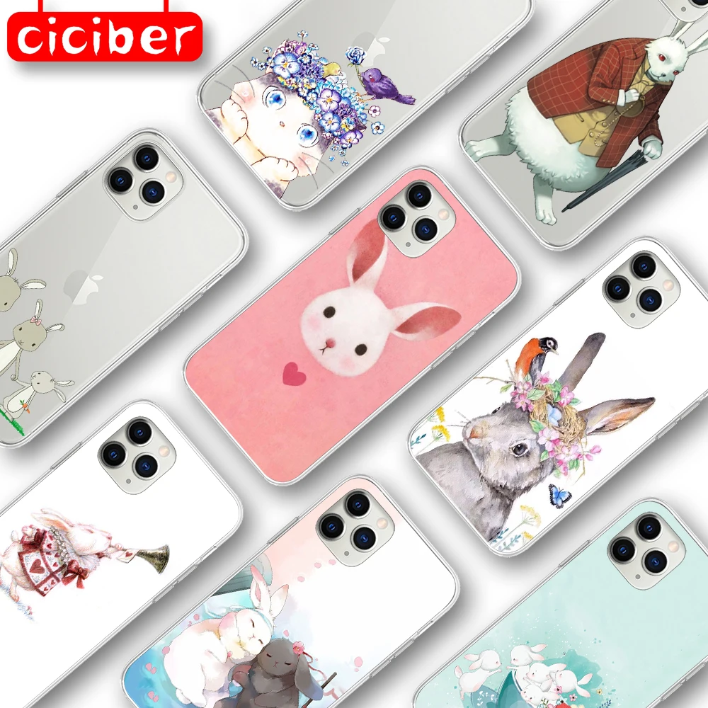 Милый Забавный Мягкий ТПУ чехол с мультяшным кроликом для iPhone 11 чехлы телефонов