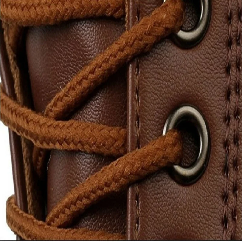 Мужские кожаные ботинки на шнуровке черные повседневные ботильоны с хлопковым