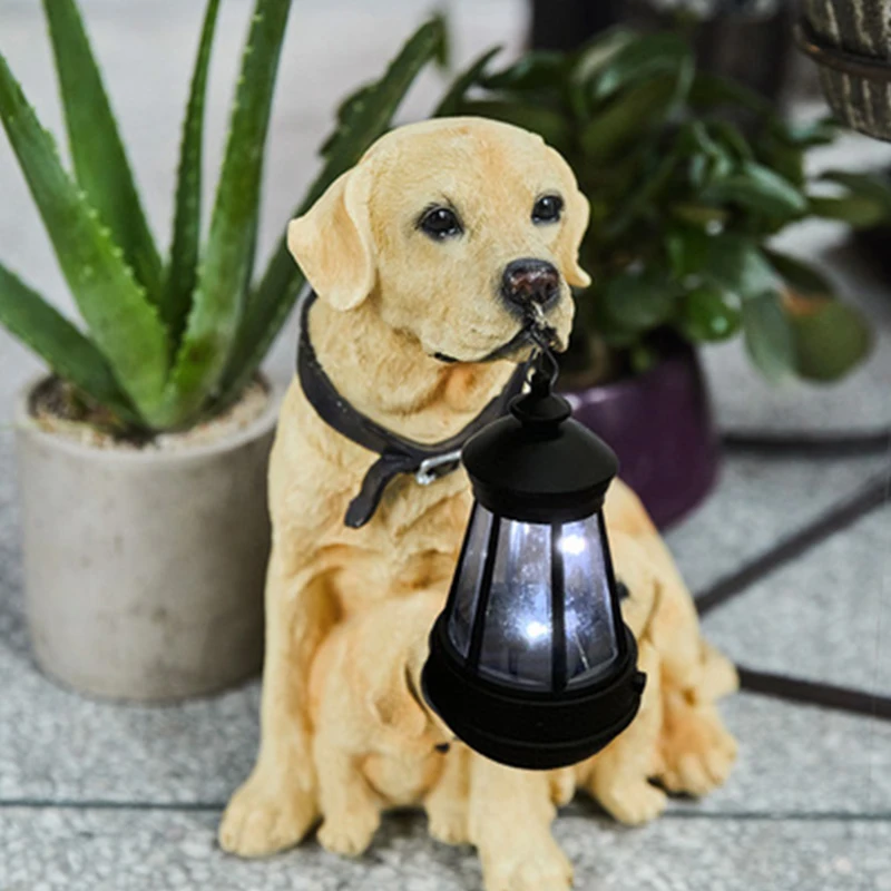 LED Solar Light With Intelligent Control Outdoor Waterproof Garden Resin Puppy Dog Animal Decoration Yard Home Lamps | Лампы и