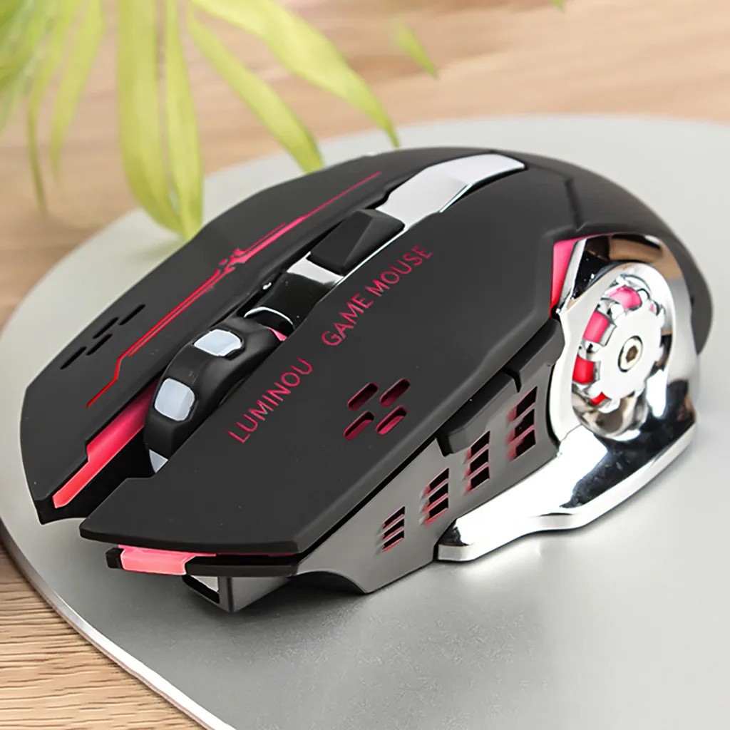 Rechargeable 2.4Ghz Wireless Mouse Silent Illuminated Mechanical Mouse USB Gaming Mouses 2400dpi 7 Colors Raton Inalambrico