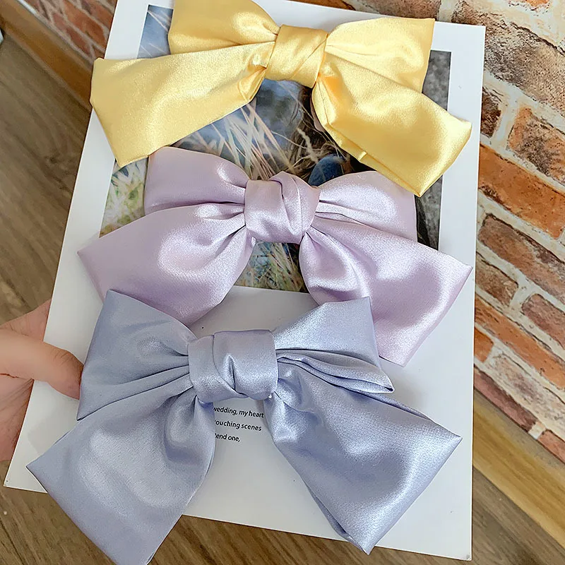 

Fashion Ribbon Hairgrips Big Large Satin Hair Bows Clips Hairpin For Women Girls Hair Clip Headwear Barrette Hair Accessories