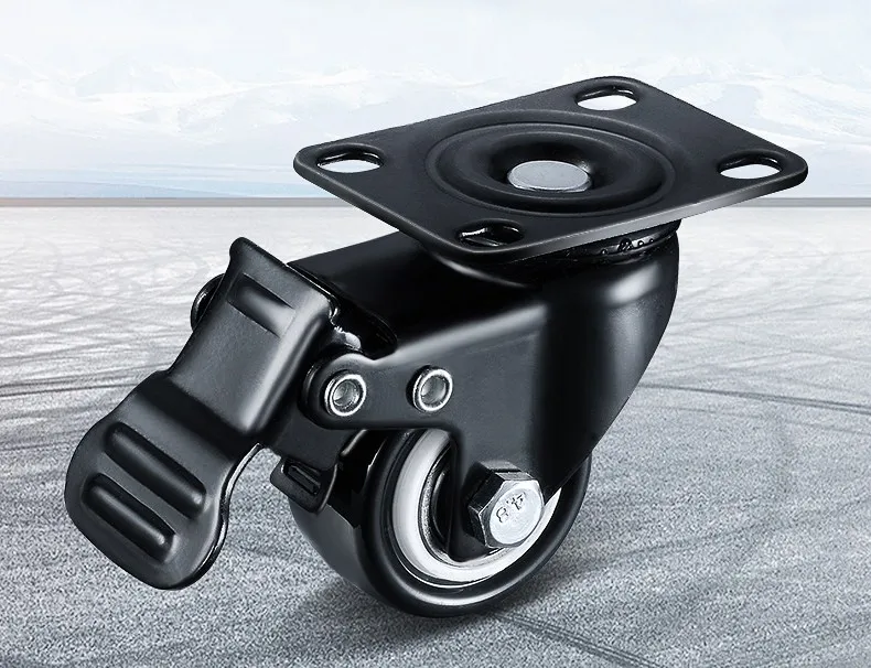 4pcs 1.5 inch 2 ihcn Heavy 180kg Black Swivel Trolley with Wheels Rubber Caster for Furniture | Casters