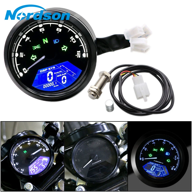 

Motorcycle Meter LED Digital Indicator Light Tachometer Odometer Speedometer Oil Meter Multifunction With Night Vision Dial