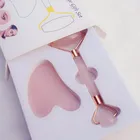 Женский массажер, розовый КВАРЦЕВЫЙ ролик для похудения, натуральный нефритовый массажный ролик для лица, каменный Массажер кожи инструмент лифтинга лица