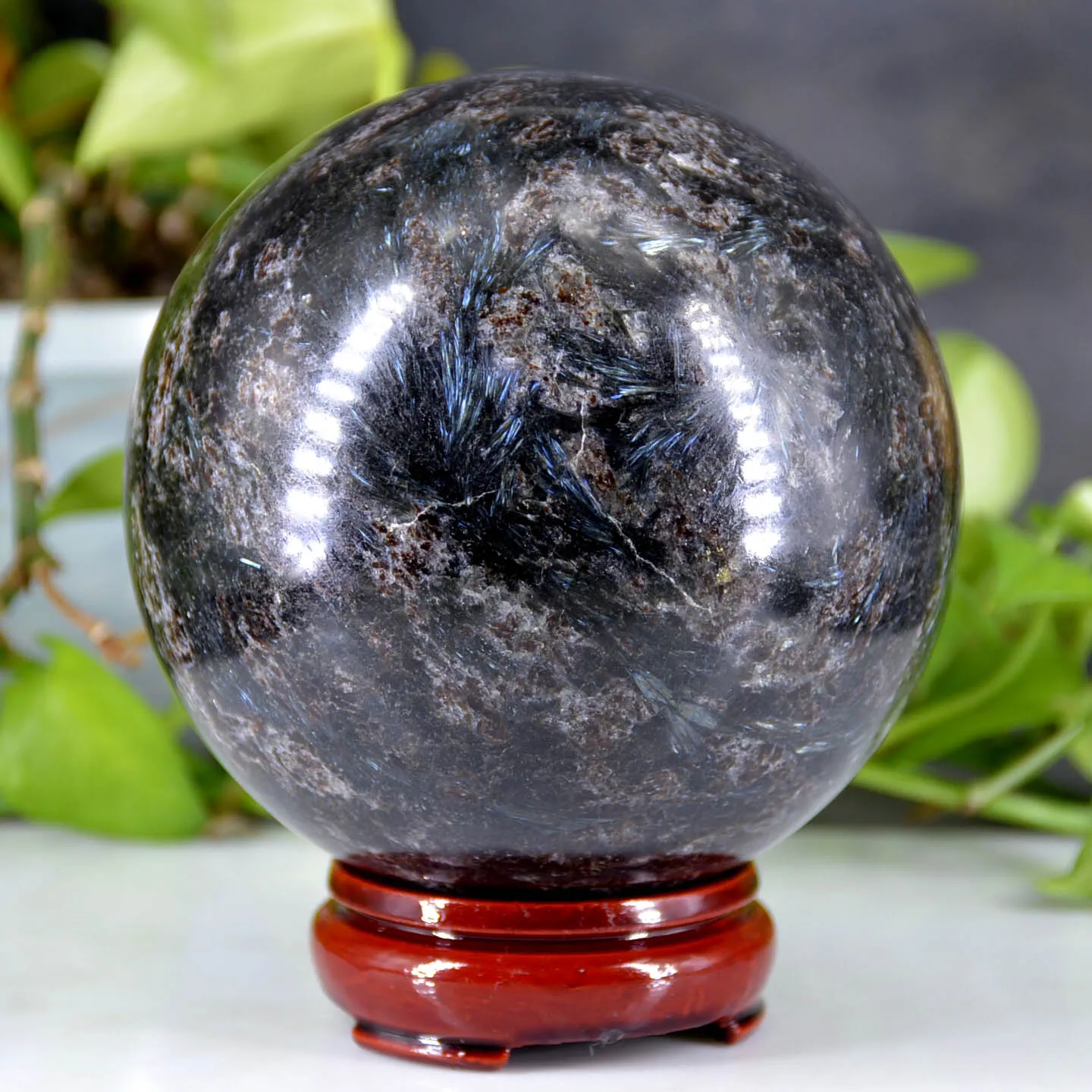 

Natural astrophyllite quartz crystal"fireworks stone" ball Healing Stone Home Decoration Exquisite Gifts Souvenirs Gift