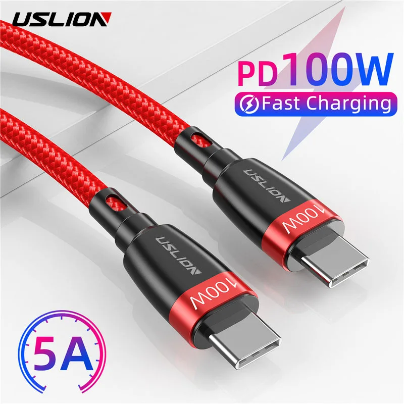 Зарядный кабель USLION USB C к Type для iPhone Honor 30 Pro Quick Charge 4 0 PD 100 Вт MacBook Pro|Кабели