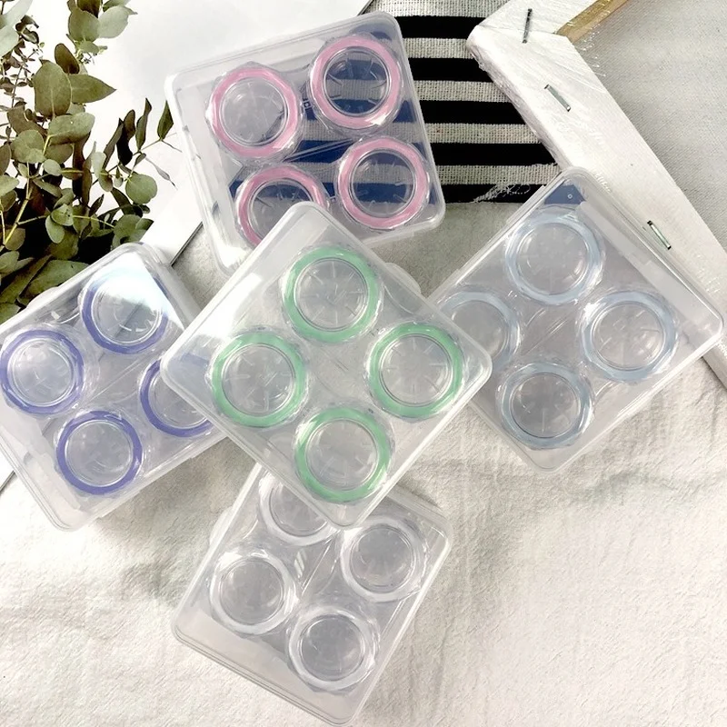 

Contact Lens Case Eyes Care Kit Holder Container Gift Travel Portable Accessaries 2 Pairs/1set Colored Lenses Soak Storage Case