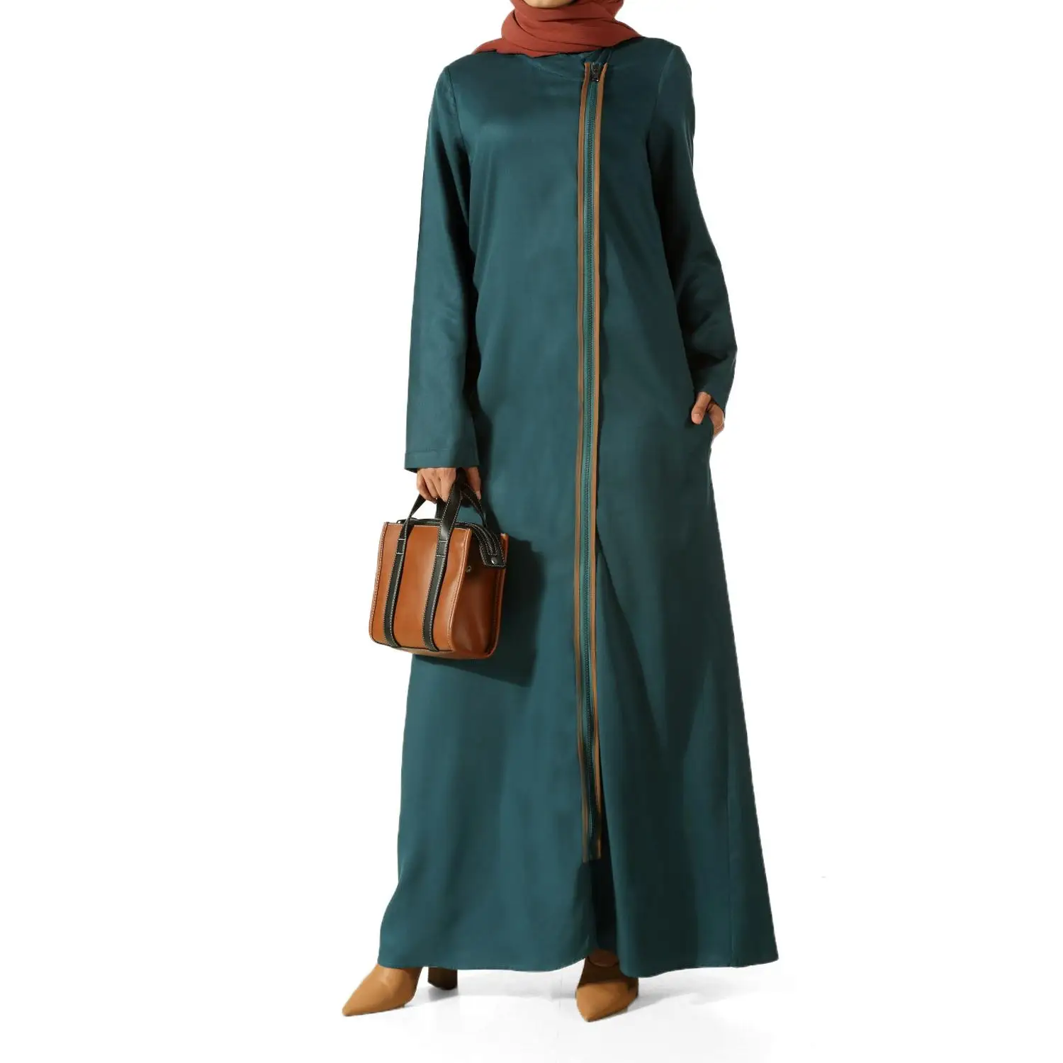 Allday женское мусульманское платье на молнии Abaya 4 сезона одежда для мусульман Caftan