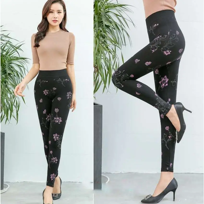 

2020 New Summer Women Flower Printed Leggings Fashion Ladies Slim High Elastic Modal Pants Skinny Casual Workout Trousers T145
