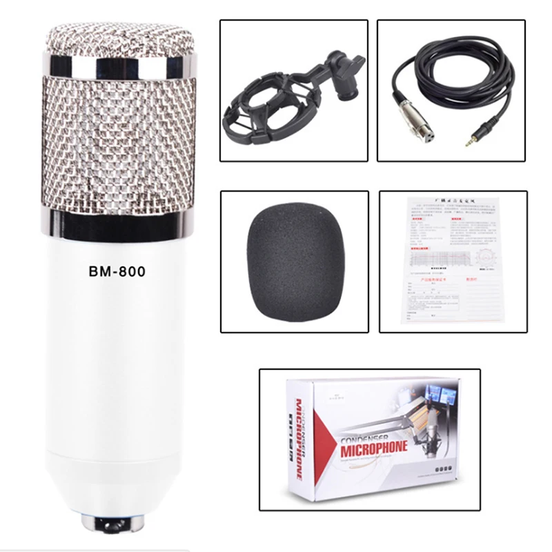 

3.5MM BM800 Dynamic Condenser Wired Microphone Mic Sound Studio For Singing Recording Kit KTV Karaoke With Shock Mount