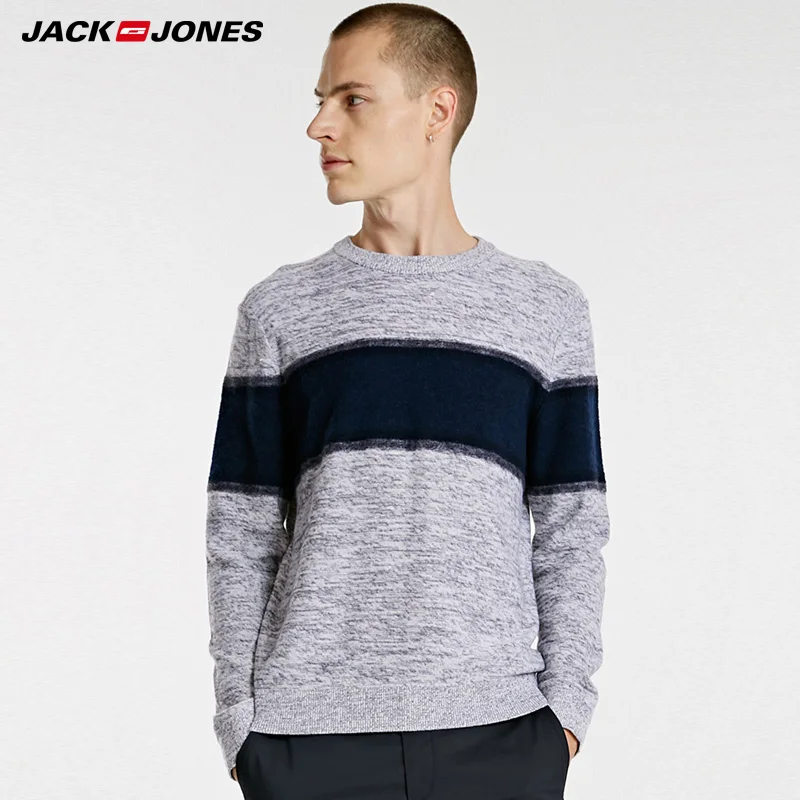 Jack Jones мужской зимний досуг сплайсированные полосатый шерстяной вязаный свитер |
