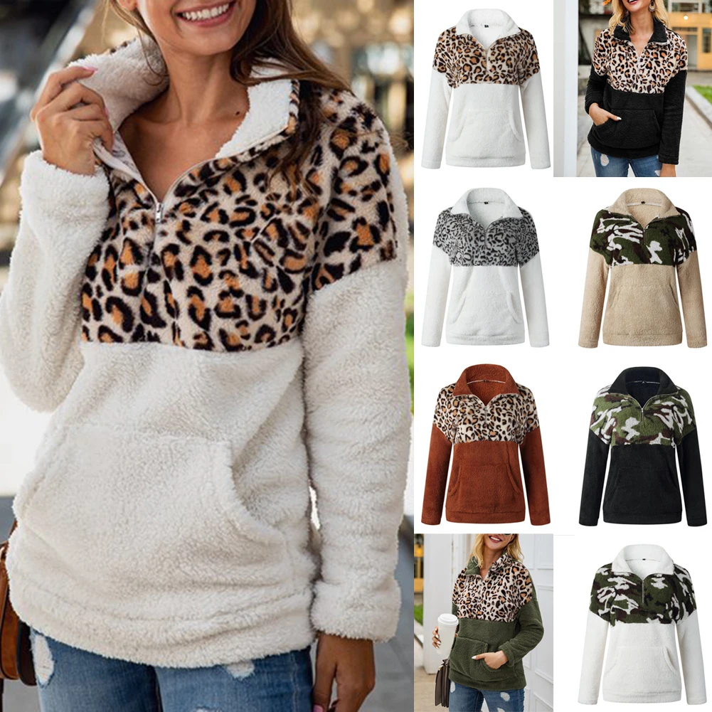 

Women Hoodie Patchwork Zip Fleece Casual Plus Size Sweatshirt sudadera mujer Oversized Pullover Overcoat 2019 New