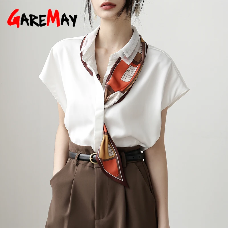 Элегантные белые женские блузки новый летний топ с коротким рукавом шифоновые