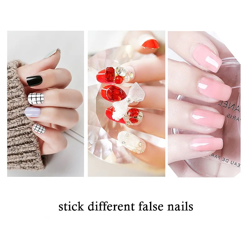 

1 Sheet False Nails Transparent Press On Nail Sticker Adhesive For Nail Extension Design Supplies Accessories Tool Capsule Gel