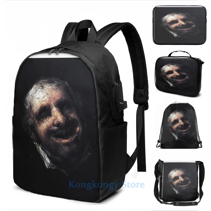 Забавный графический принт Tio Paquete Francisco Goya рюкзак с USB-зарядкой мужские школьные