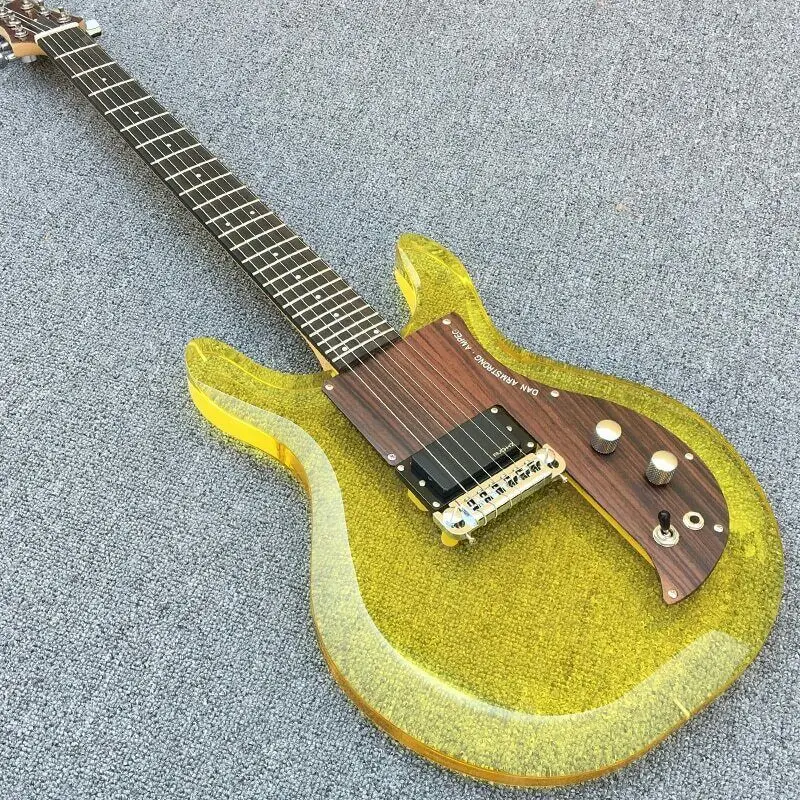 

Naughty boy Dan Armstrong Style Acrylic Polymer Electric Guitar Maple Neck yellow solid body handmade custom guitar
