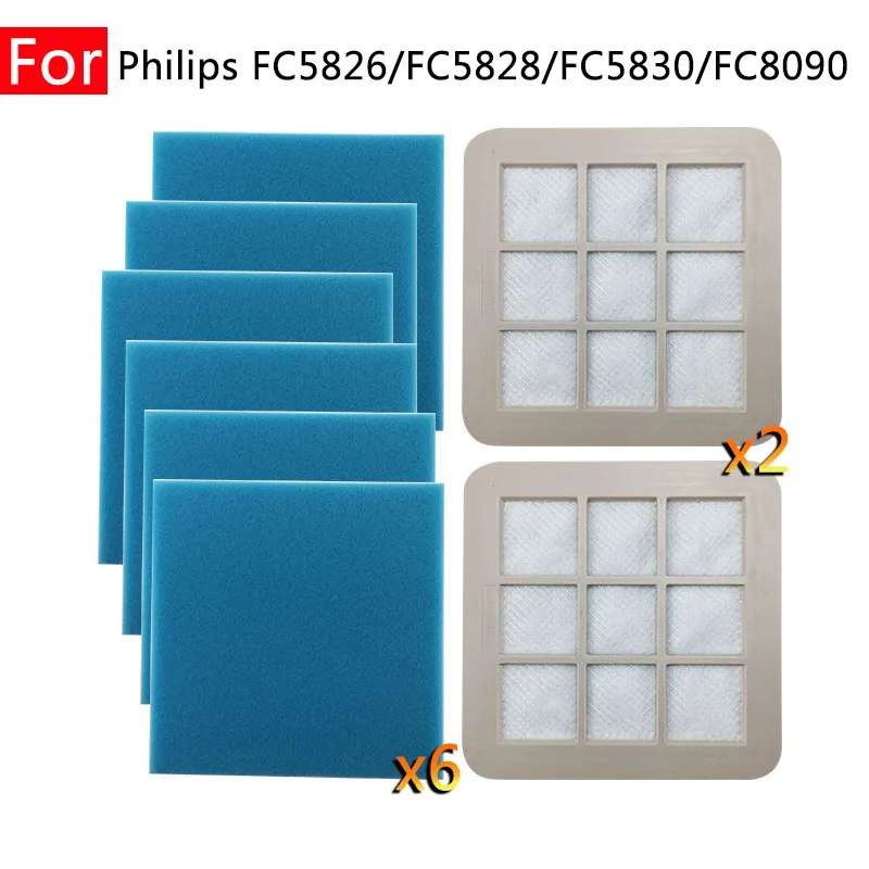 

For Philips FC5826 FC5828 FC5830 FC8090 Smart Home Accessories Air Inlet Hepa Filter Sponge Kit Spare Parts Robot Vacuum Cleaner