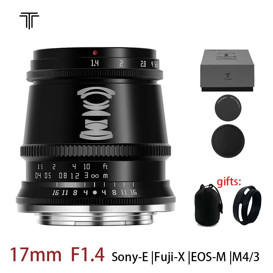 TTartisan 17 мм F1.4 APS C объектив для Sony E mount Fuji X Canon EOS M Panasonic Olympus M4/3 опоре камеры